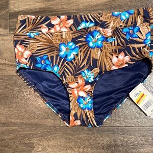Lands' End Navy Floral Bikini Bottoms sz 10